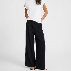 Express Textured Twill High Waisted Relaxed Trouser – Black, Size 8